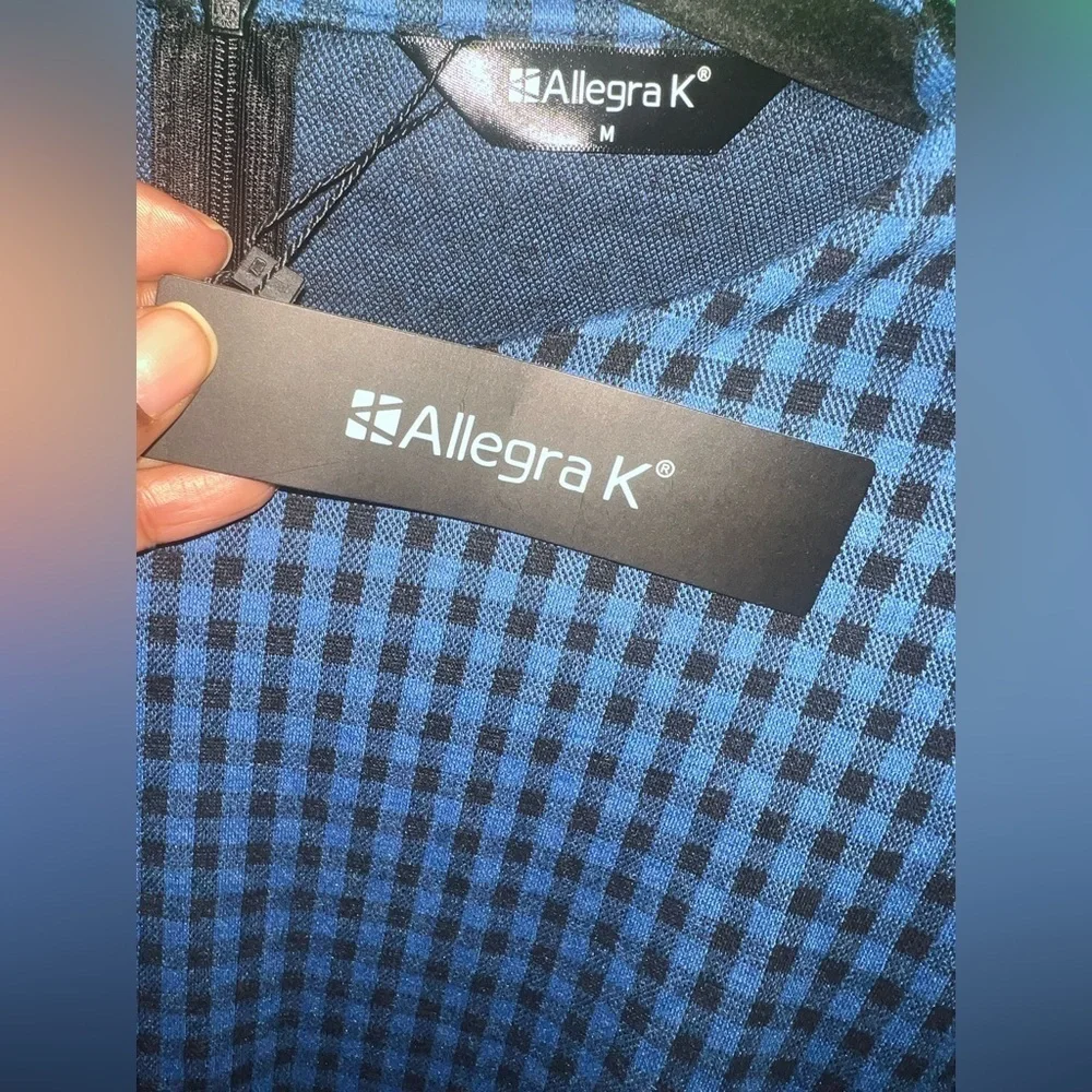 NWT Allegra K Blue Checkered Women's Dress size Medium - Picture 5 of 5